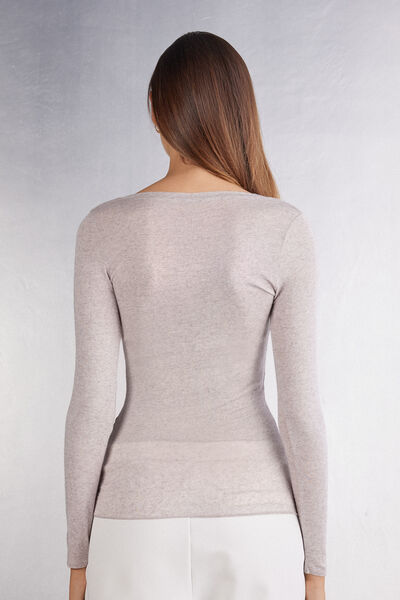 Long-Sleeved Scoop-Neck Top made from Ultralight Modal and Cashmere