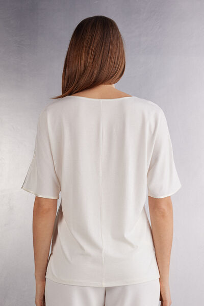 Short-Sleeved Silk and Modal Top