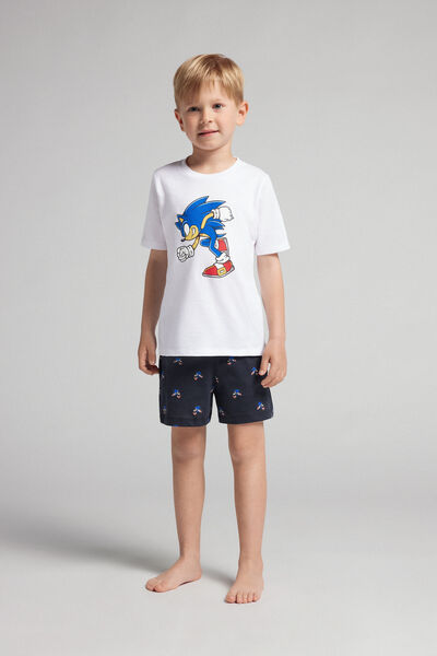 Pijama Curt Nen de Cotó Estampat Sonic