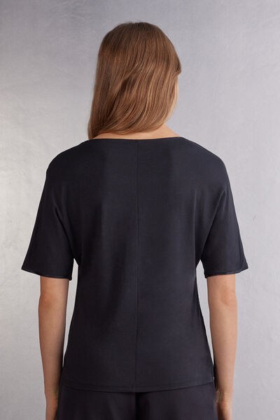 Short-Sleeved Silk and Modal Top