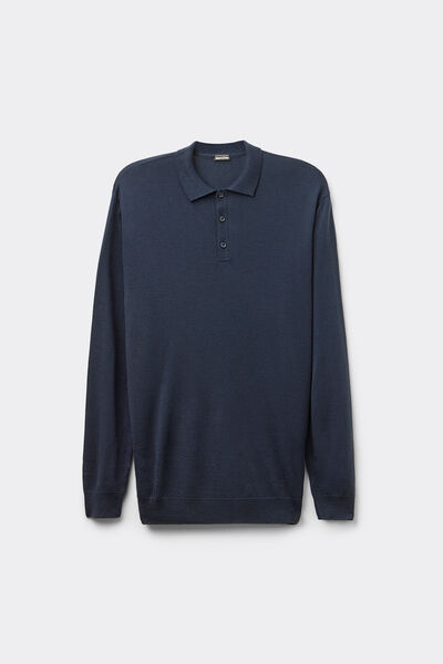 Long-Sleeved Jersey Polo Shirt