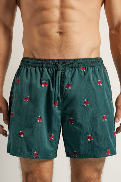 Badeshorts mit Stickerei Motorroller