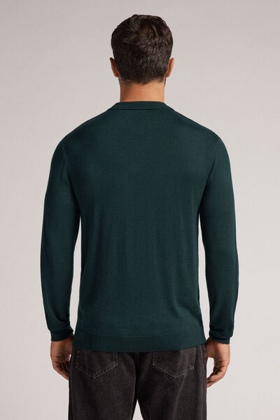 Long-Sleeved Jersey Polo Shirt