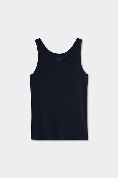 Camisola de Alças com Decote Redondo em Algodão Superior Elástico