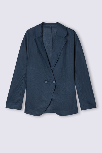 Zweireihige Jacke aus Leinenstoff