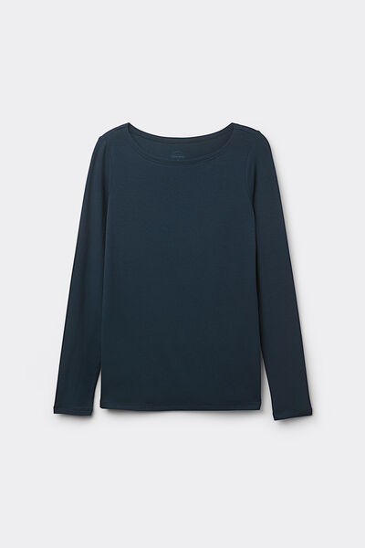 Long-Sleeved Boat-Neck Micromodal Top