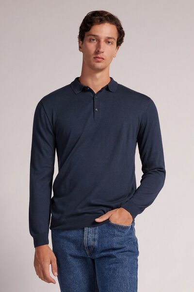 Long-Sleeved Jersey Polo Shirt
