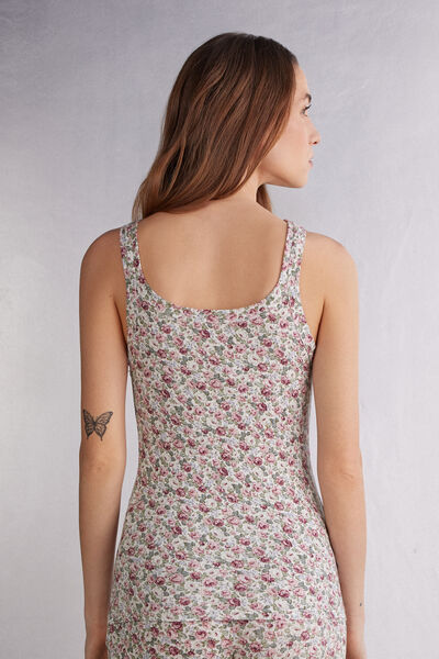 Playera Sin Mangas de Modal Acanalada Floral Romance