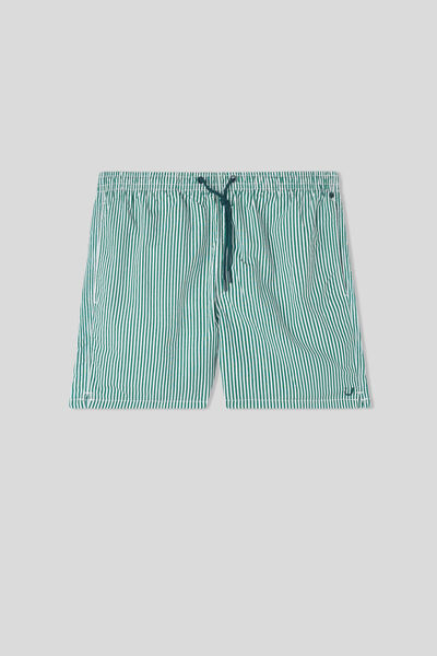 Shorts de Baño con Estampado a Rayas Verde
