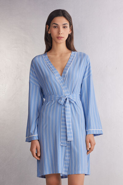 Kimono en modal Oxford à rayures